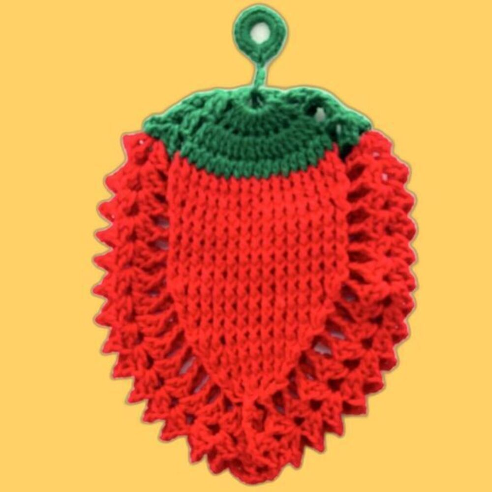 Vintage Strawberry Crochet Hotpad Trivet Vintage‎ Grannycore Cottagecore new